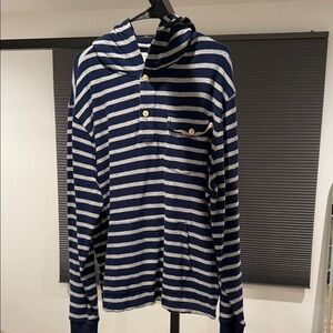 J. Crew Navy and White Striped Knit Hoodie